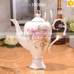 European Style Fashion Pattern With Gold-rim 1000ml Bone China Tea Pot thumbnail-5