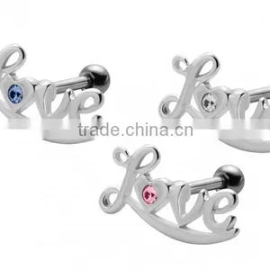 Helix Tragus Piercing Love Stainless Steel Cartilage Earring thumbnail-1