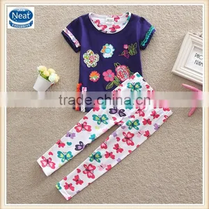 2 Colors (TS220) Neat 2-6Y Guanghou Wholesale Children Wear Baby Summer Set Beautiful Kids Girls Suits thumbnail-2