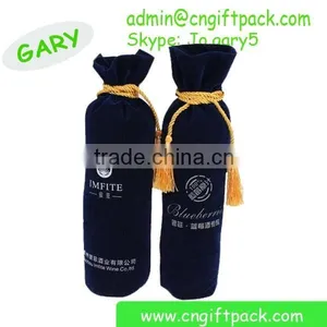 Chinese Red Velvet Drawstring Bags With Tassel thumbnail-2