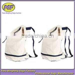 Wholesale Custom High Quality White Large Capacity Sling and Double Shoulders Cotton Canvas Yoga Bag Backpack thumbnail-1