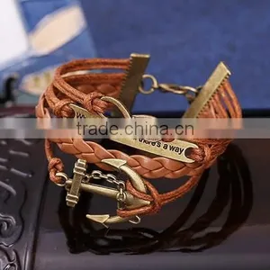NEW Infinity Anchor Friendship Leather Charm Bracelet Antique Copper Cute thumbnail-3