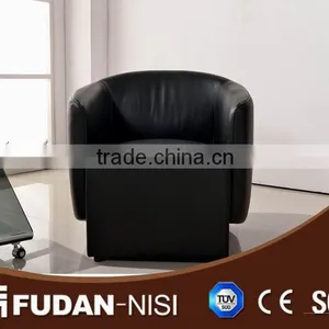 Modern Round Top Grain Leather Sofa Leisure Chair thumbnail-2