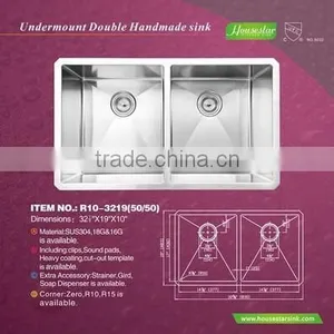 HOUSESTAR Double Drainer Stainless Steel Kitchen Sink No.R3318 Kitch Sink Crusher thumbnail-3