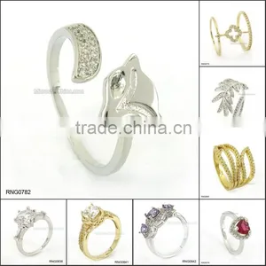 2015 Latest Design Diamond Copper Ring Plated Gold Wedding Ring Supplier thumbnail-1