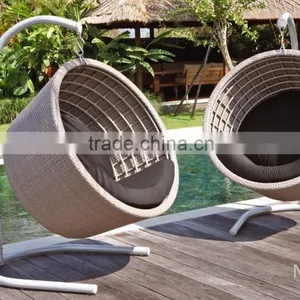 PE Rattan Round Swing Chair - Poly Rattan Hanging Chair - Wicker Swing Chair thumbnail-1