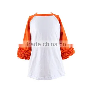 Wholesale Ruffle Raglan Shirt Little Girl Kids Boutique Shirts Latest Design Girls Top thumbnail-2