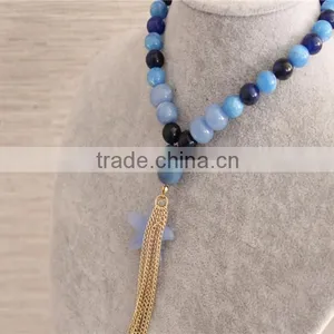 Factory Direct Bead Acrylic Necklace Fashion Blue Color Acrylic Statement Necklace thumbnail-6