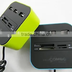 2016 Inovative Products Top Quality Logo Printed 3 Port USB Hub Card Reader, USB2.0 HUB With Cable thumbnail-6