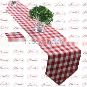 Polyester Cotton Blended Jacquard Checked Pattern Plain Table Runner Wedding Banquet Table Runner thumbnail-1
