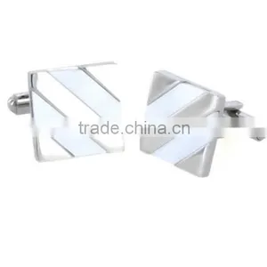 Men's Stainless Steel Diagonal Stripe Inlay Cuff Links thumbnail-4