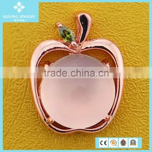 Rose Quartz Apple Shaped Pendant Jewelry Wholesale of 2015 Valentine Gift thumbnail-2
