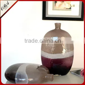 New Designed Mouth Blown Purple Round Arts Murano Glass Vase thumbnail-2