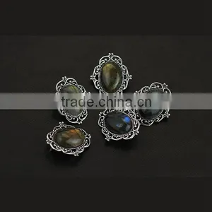 925 Sterling Sliver Vintage Style Antiqued Silver Oval Labradorite Brooch Fashion Women Brooch Jewelry 6530012 thumbnail-3