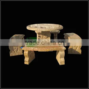 Hand Carved Marble Table and Chairs thumbnail-1
