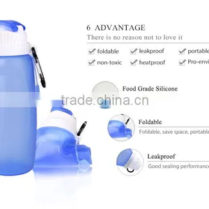 100% Bpa Free Reusable Drink Containers Collasipble Silicone Kids Water Bottles thumbnail-5