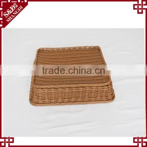 Hand Woven Customized Food Storage Square Shape Plastic Poly Rattan Basket for Fruit thumbnail-6