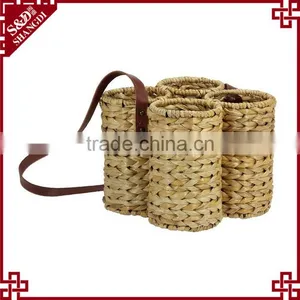 Custom Compartments Hand Woven Hanging Wine Basket Wine Bottle Holder thumbnail-1