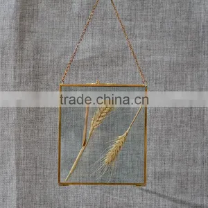 Indoor Decor Hanging Double Sides Brass and Glass Picture Photo Frame thumbnail-2