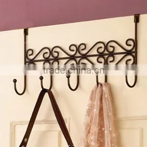 VIVINATURE 5 HOOK CHROME SWIRL OVER THE DOOR DECORATIVE COAT CLOTHES HANGER HOOKS thumbnail-2