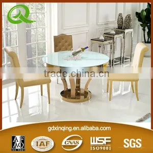 TH347 Modern Design Round Tempered Glass Dining Room Table thumbnail-1