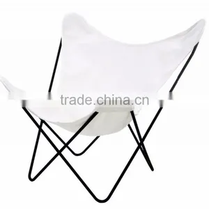 White Leather Folding Long Lasting Butterfly Chair With Iron Stand thumbnail-1