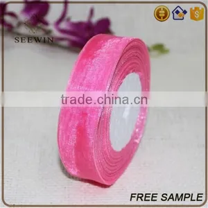 High Quality Beautiful Transparent Fitted Size and Pattern Silk Packing Decorative Organza Fabric Ribbon thumbnail-1
