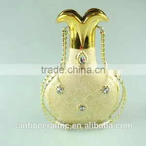 Wholesale Ceramic Craft, Electroplated Gold Ceramic Vase With Iron Stand thumbnail-2