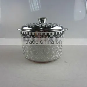 Round Electroplated Ceramic Tureen With Cover thumbnail-1