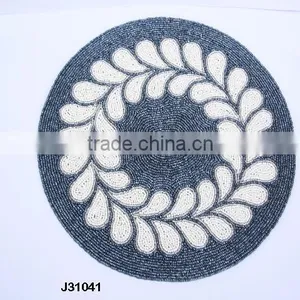 Round Glass Bead Place Mats Patterns and Colours Can be Changed in Order thumbnail-1