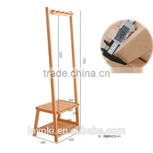 Solid Beech Wood Coat Rack Hat Purse Display Stand With Shoe Bench Entry Way Coat Rack thumbnail-6