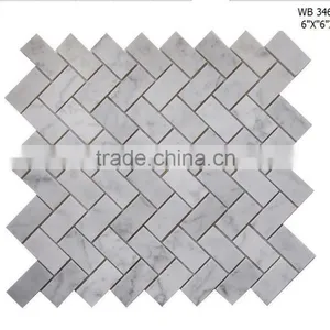 Polished White Carrara Marble Square Mosaic Wall Tile thumbnail-1