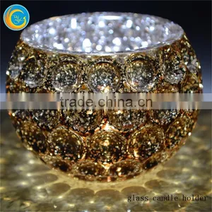 Color Spray Broken Silver Plating Glass Tealight Candle Holder thumbnail-3