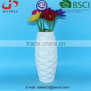 Stylish Design Irregular Wave Glazed White Ceramic Vase, Tall Vase thumbnail-1