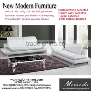 JR8008 100% Top Grain Cow Leather Sofa /Fashion White Leather Sectional 1 2 3 Seat Living Room Italian Leather Sofa Couch thumbnail-1