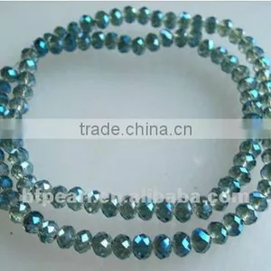 Wholesale 16" 4mm Silver Teal Faceted Rondelle Chinese Crystal Beads thumbnail-1