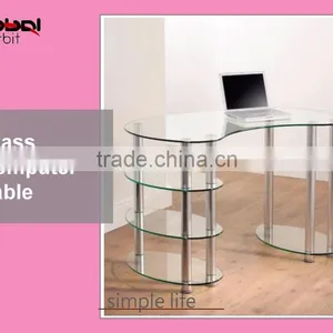 PC Computer Desk Office Furniture Metal Study Desk Glass Computer Table thumbnail-1