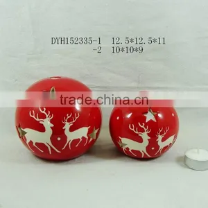 Round Ceramic Candle Holders Chirstmas Decorations thumbnail-1