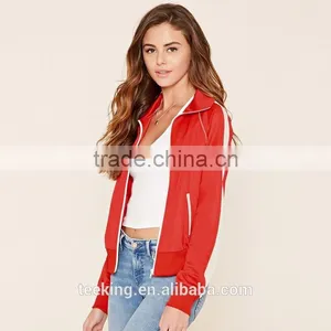 Contrast Trim Long Sleeve Custom Stain Women Track Jacket thumbnail-1