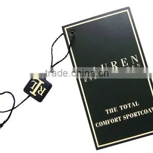 2016 China Custom High Quality Gold Foil Logo Jeans Hang Tags With Strings thumbnail-5