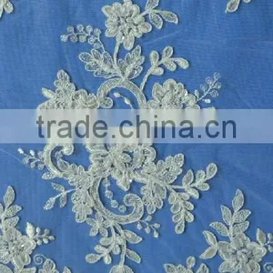 Eco Friendly Design Wholesale African Beaded Corded Lace Dress Fabric thumbnail-4