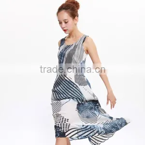 Wash Painting Goffer Sleeveless Women Summer Maxi Dress thumbnail-1