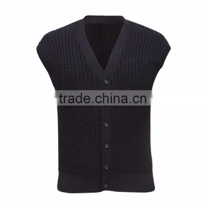 Men's Silk and Cotton Blend Sleeveless Cardigan Cheap thumbnail-1