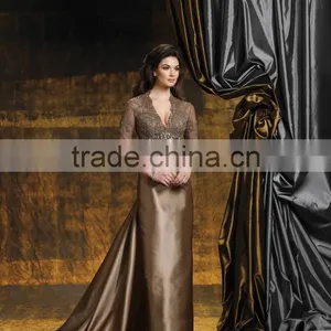 Full Length Satin Lace Elegant Champagne Mother of the Bride Lace Dresses thumbnail-1
