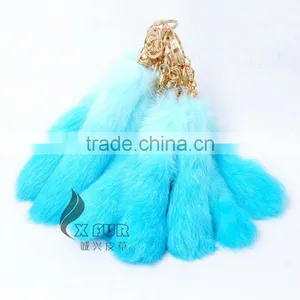 CX-R-39A Cute Keychain Dip Dyed Genuine Rabbit Fur Key Ring thumbnail-1