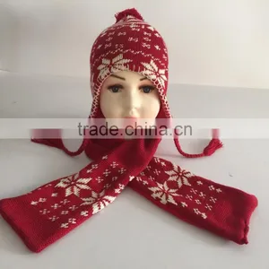 Children Pink and White Winter Knitting Kids Scarf Hat Glove 3pcs Sets thumbnail-4