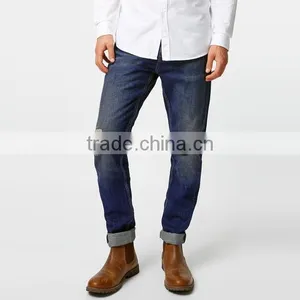 Dark Blue Skinny Knee Ripped Jeans Men Wholesale thumbnail-1