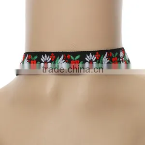 Embroidery Fabric Choker Necklace Embroidery Choker Necklace Elegant Woman Necklace Jewelry thumbnail-3