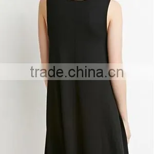 Pure Color Contracted Large Pendulum Sleeveless Dresses thumbnail-2