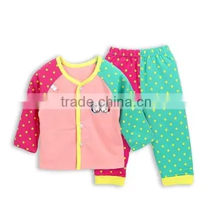 Spring Autumn Polka Dots Red Sky Blue Kids Pajamas Girl Nightwear thumbnail-1